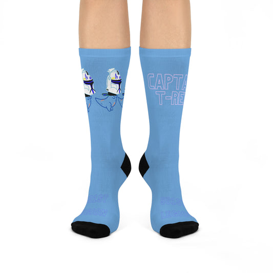 T-Rex Light Blue Crew Socks