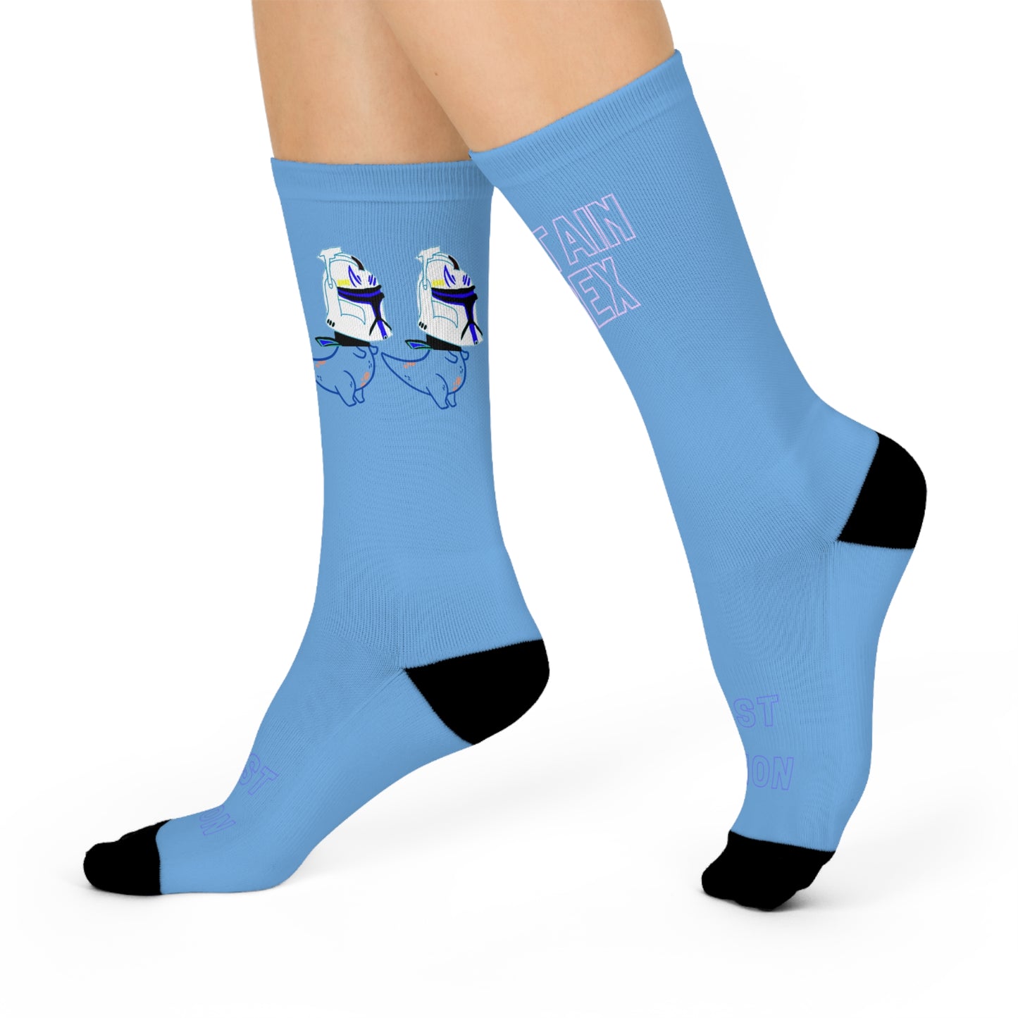 T-Rex Light Blue Crew Socks