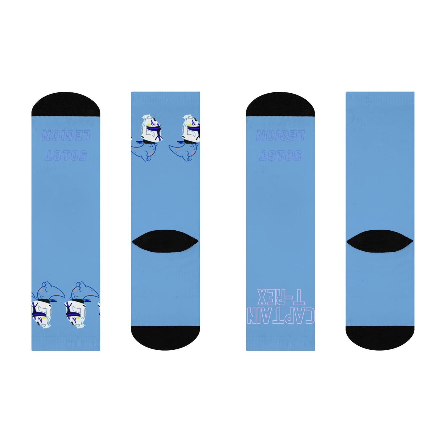 T-Rex Light Blue Crew Socks